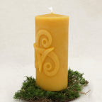 Triskele Pillar Candle, Beeswax, Height 10.5 cm