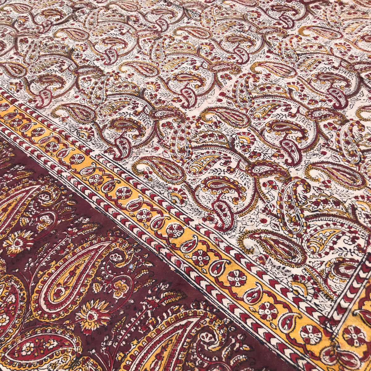 Blockdruck Tuch Paisley in Naturfarben