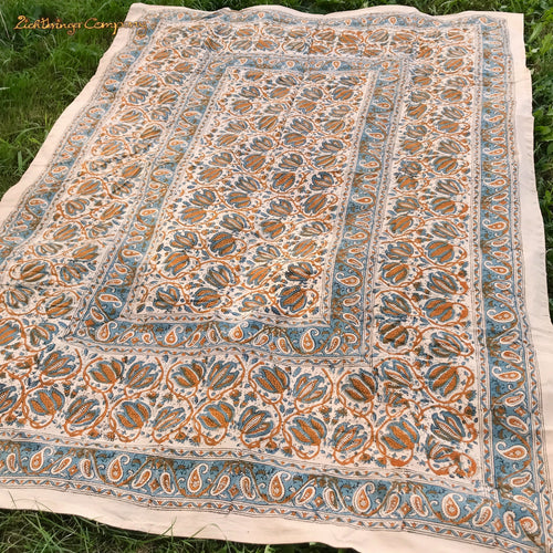 Blockdruck Tuch Paisley & Blumen