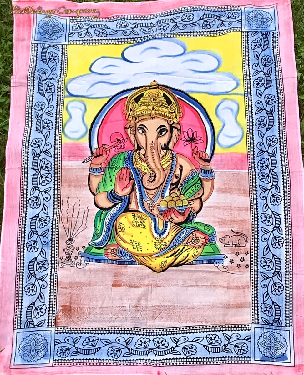 Ganesha Wandtuch i140 x 200 cm in sanften Pastellfarben
