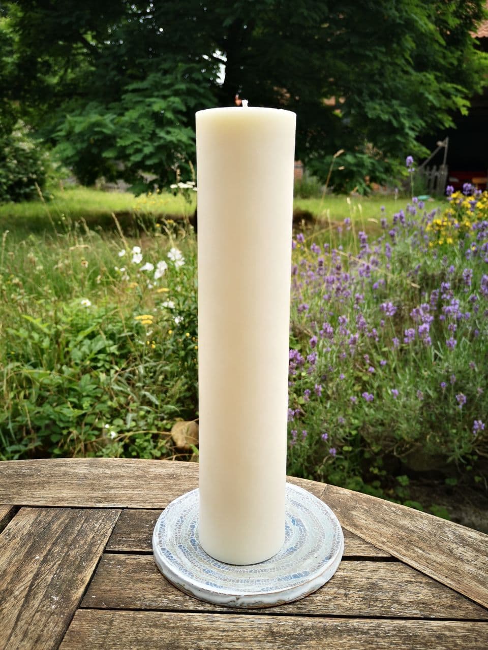 Rapswachs Stumpenkerze, Höhe 27 cm, handgefertigt in der Lichtbringer Manufaktur