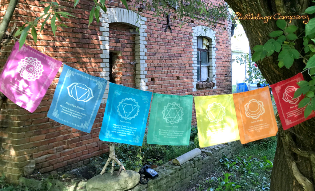 Drapeaux de prières Chakra en coton