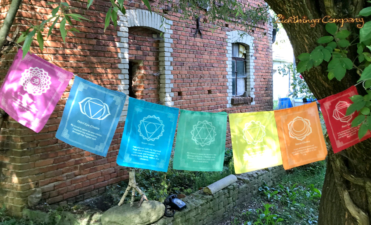 Drapeaux de prières Chakra en coton