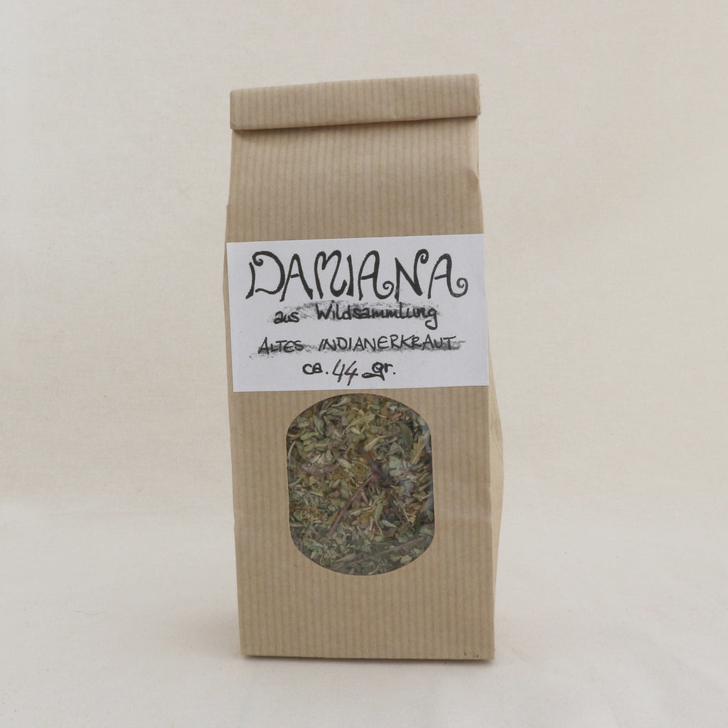 Damiana Tee im Papierbeutel mit Sichtfenster