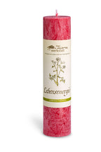 Rote Ritualkerze Lebensenergie aus der Allgäuer Heilkräutermanufaktur, mit Banderole